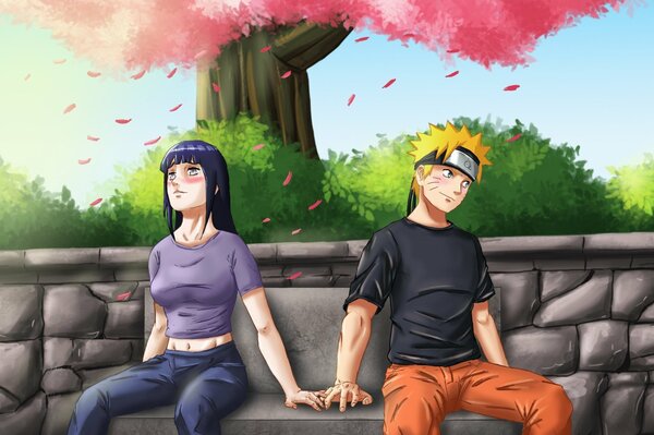 Kunst Anime Naruto und Hinata Romantik