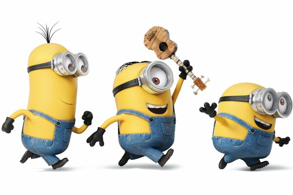 Tres minions corren felices en sus negocios