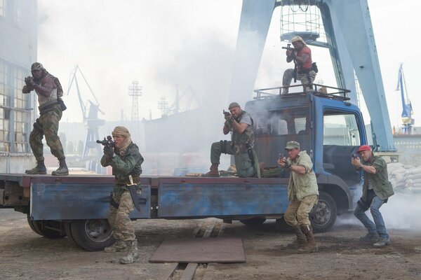 The Expendables 3 shot with a gun from the movie