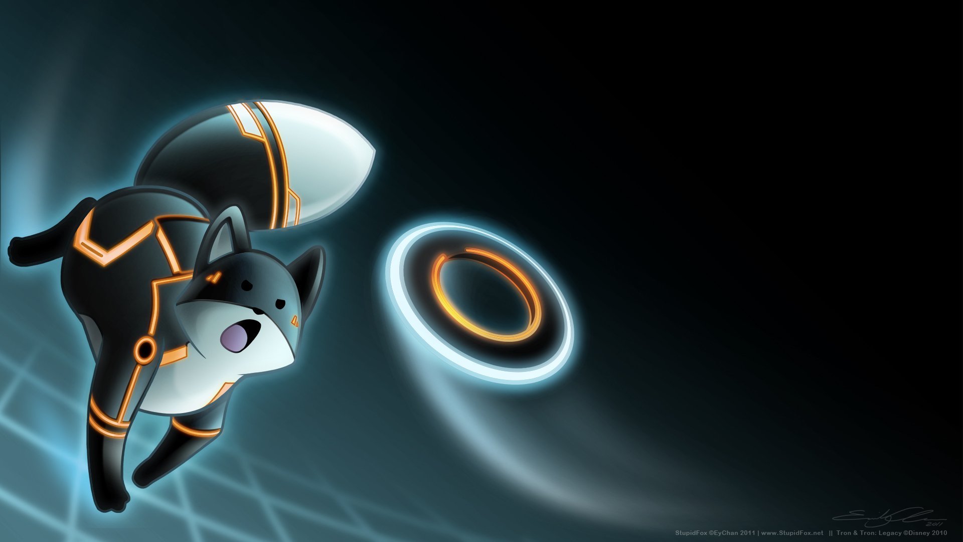 tron: legacy fan-art stupid fox light disk