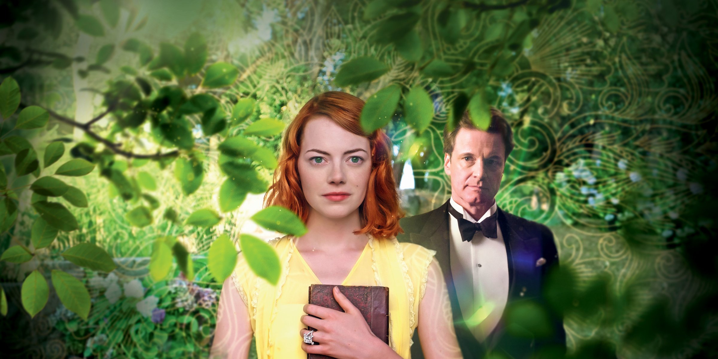 magia al chiaro di luna magia in denotare chiaro di luna film film 2014 anno emma stone sophie colin firth stanley commedia romanzi rosa uomo smoking ragazza rosso capelli viso verde occhi rosso labbra giallo vestito fatto a mano anello natura pieno taglia