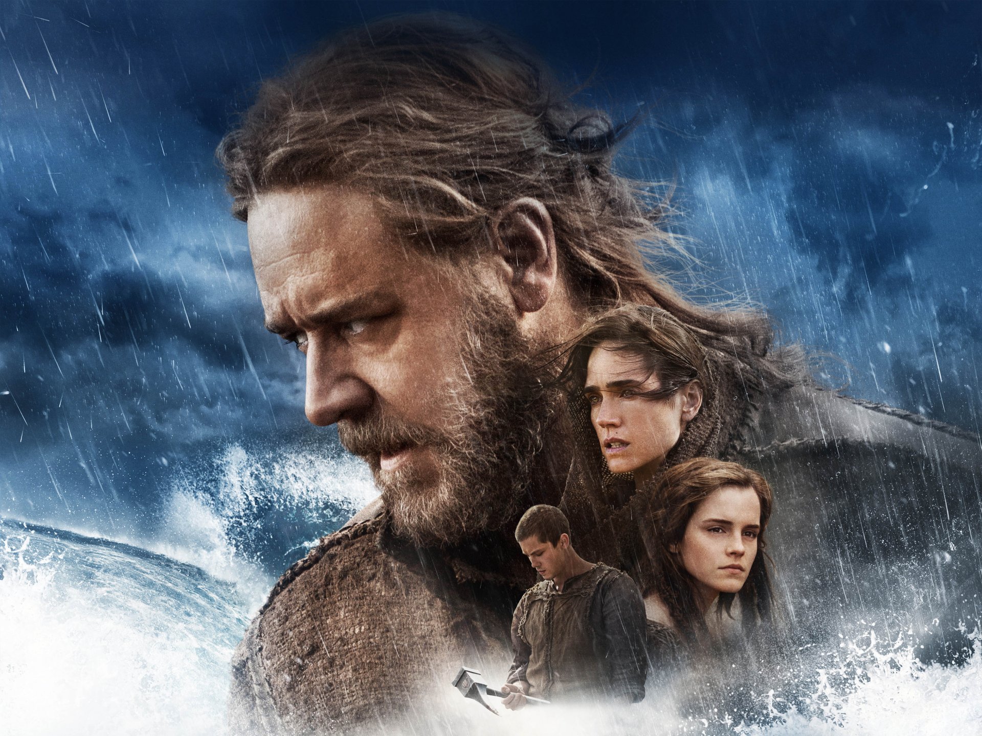 l arche de noé film film 2014 russell crowe noah jennifer connelly naameh emma watson ila logan lerman jambon action aventure drame fantastique paramount pictures mer vagues burrus nuages foudre pour hommes homme fille cheveux visage manteau lance arme hd fond d écran