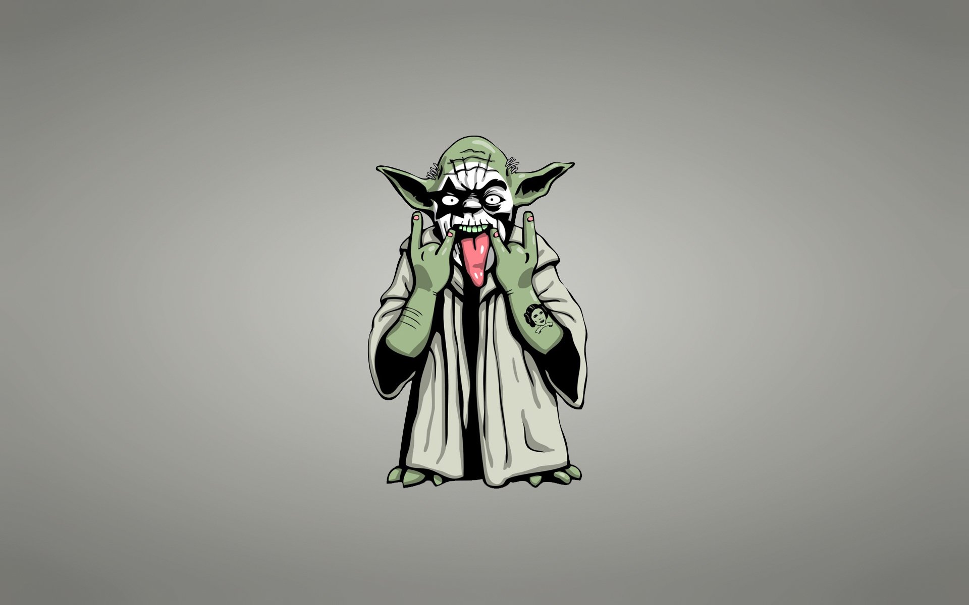 star wars yoda tatouage drôle fond gris dur