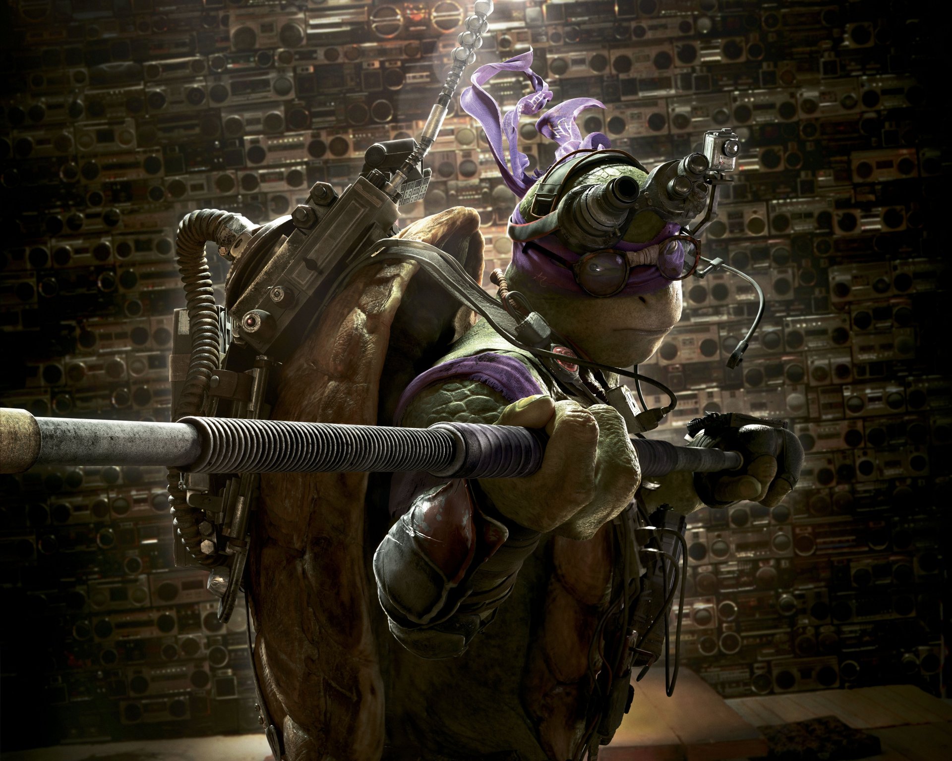 ninja turtles tmnt film film jeremy howard donatello don donnie action abenteuer komödie fantasy sci-fi nickelodeon paramount pictures grün reptil ninja c lila bandana maske techniker rüstung waffe a bo stab fernglas