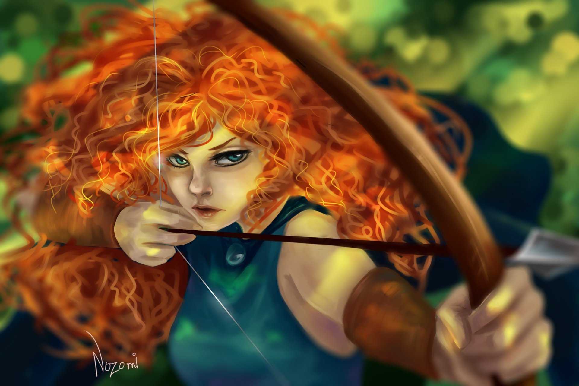 art merida girl redhead hair curls bow arrow