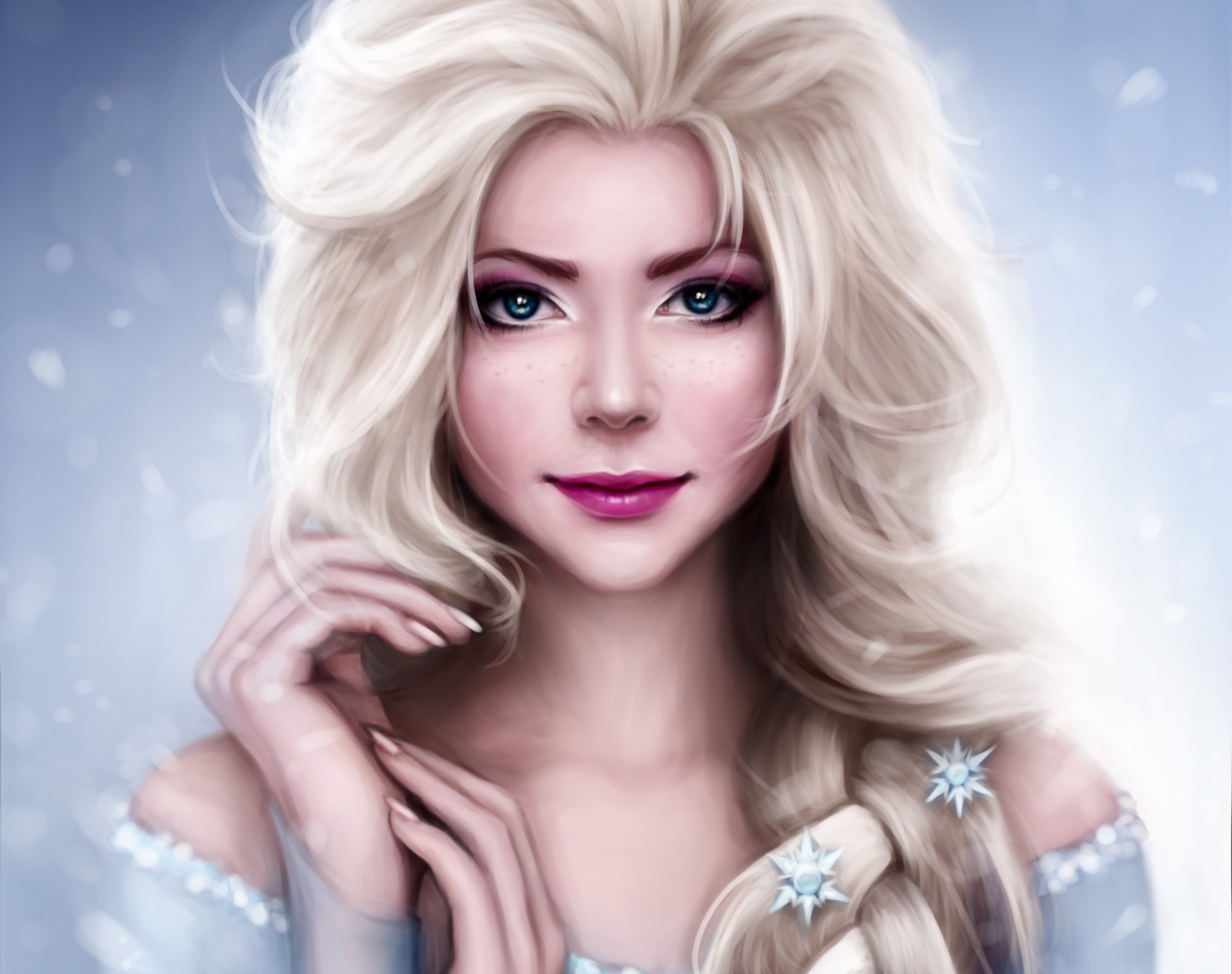 art mochifin frozen elsa girl hands spit snowflake