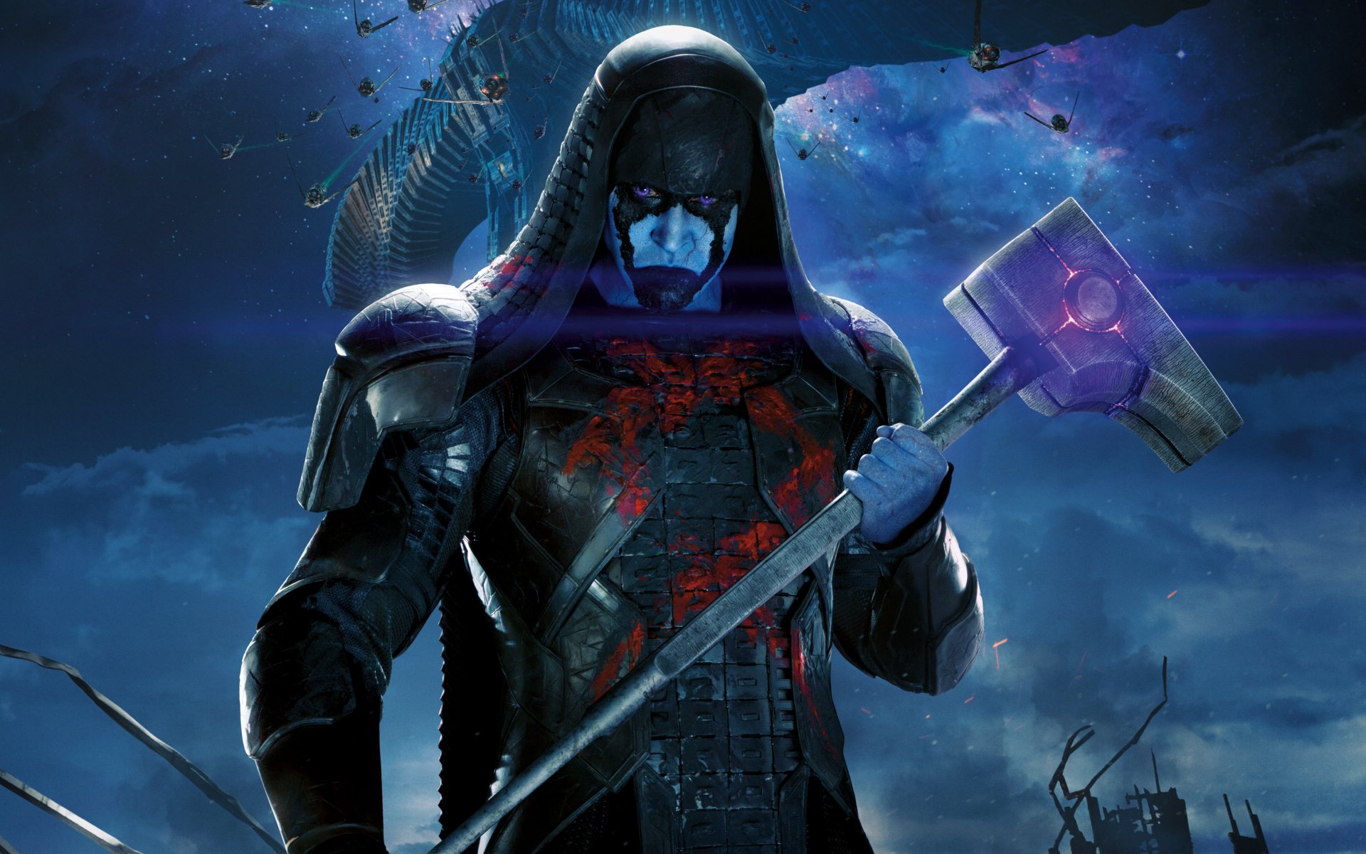 ronan guardianes de la galaxia lee pace pace cómic ficción marvel cielo estrellas nave espacial villano