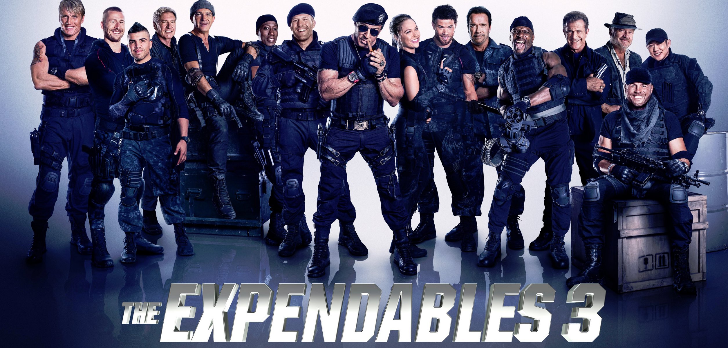 expendables 3 sylvester stallone jason statham arnold schwarzenegger jet lee antonio banderas wesley snipes dolph lundgren mel gibson harrison ford ronda rousey kellan lats terry crews randy couture victor ortiz glen powell