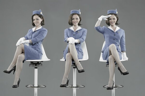 An excellent representative of the airline on a chair