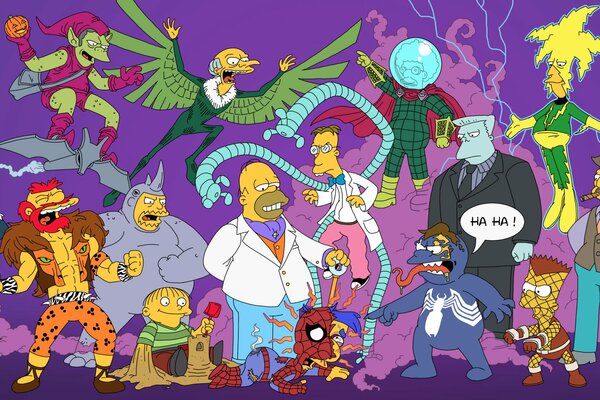 Heroes of the Simpsons collage of superheroes