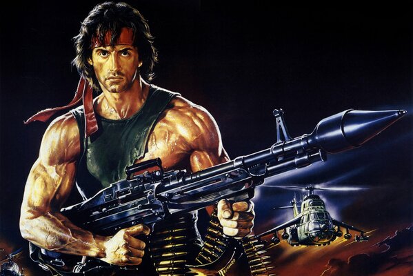 Sylvester Stallone. Le premier sang. Rambo. Arme