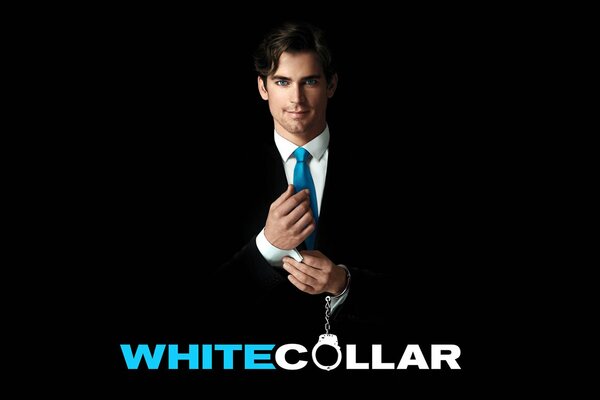 White collar on black background