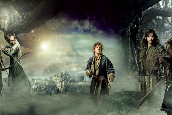 Hobbitfiguren: Bilbo, Zwerge und Elfen
