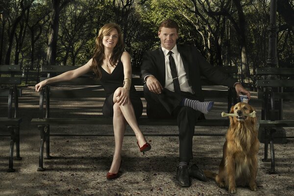 Couple in the park on a bench