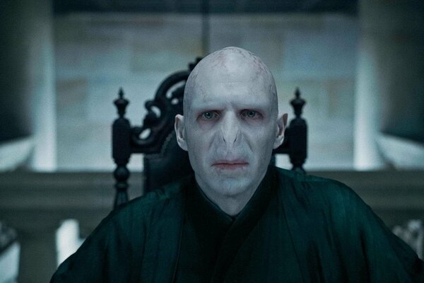 The villain Voldemort with an intimidating look