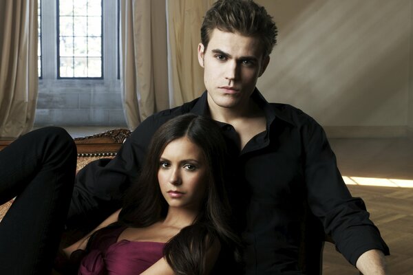 Photos of a couple from the vampire diaries