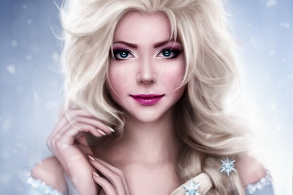 Hermoso arte Elsa de dibujos animados Frozen