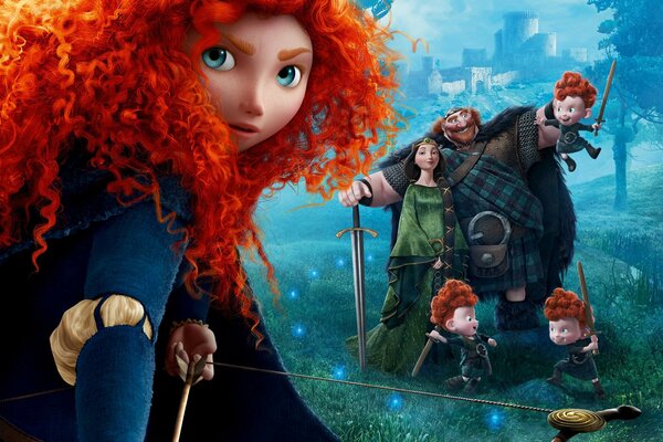 Princess Merida and her family from the cartoon Braveheart 