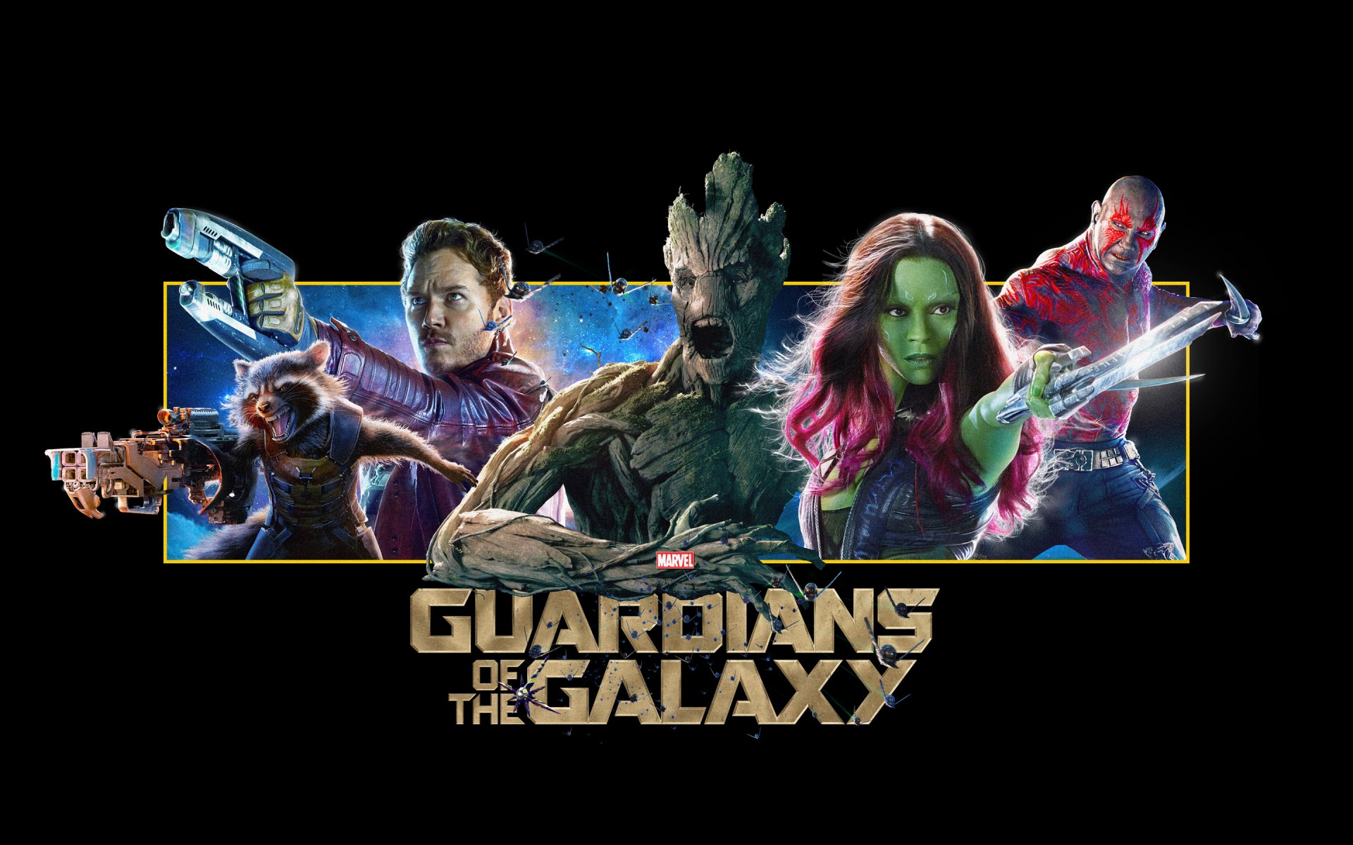 chris pratt peter quill star lord wächter der galaxie zoe saldana gamora batista drax destroyer drake destroyer vin diesel groot bradley cooper rakete waschbär