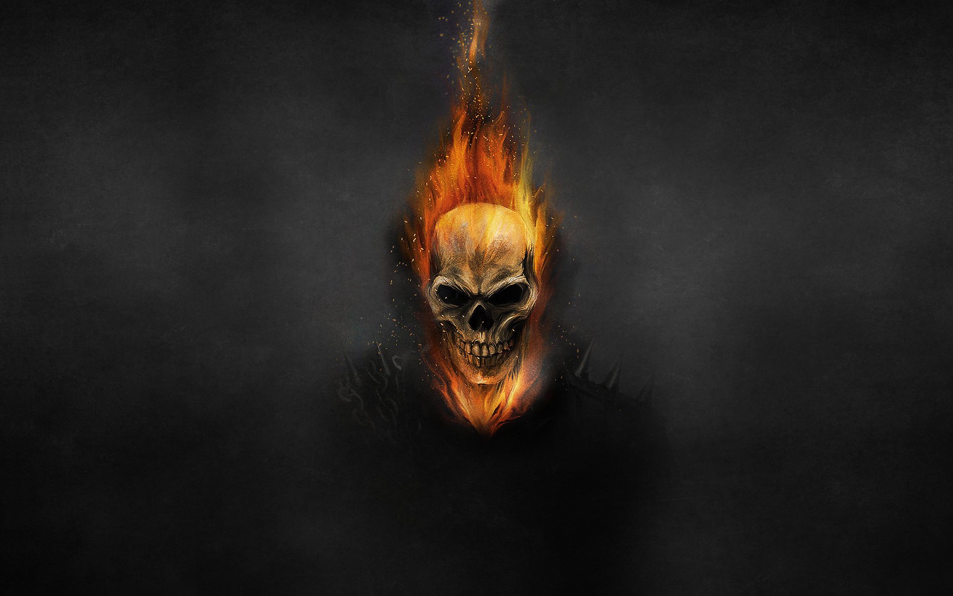 ghost rider ghost rider squelette crâne feu chaîne fond sombre