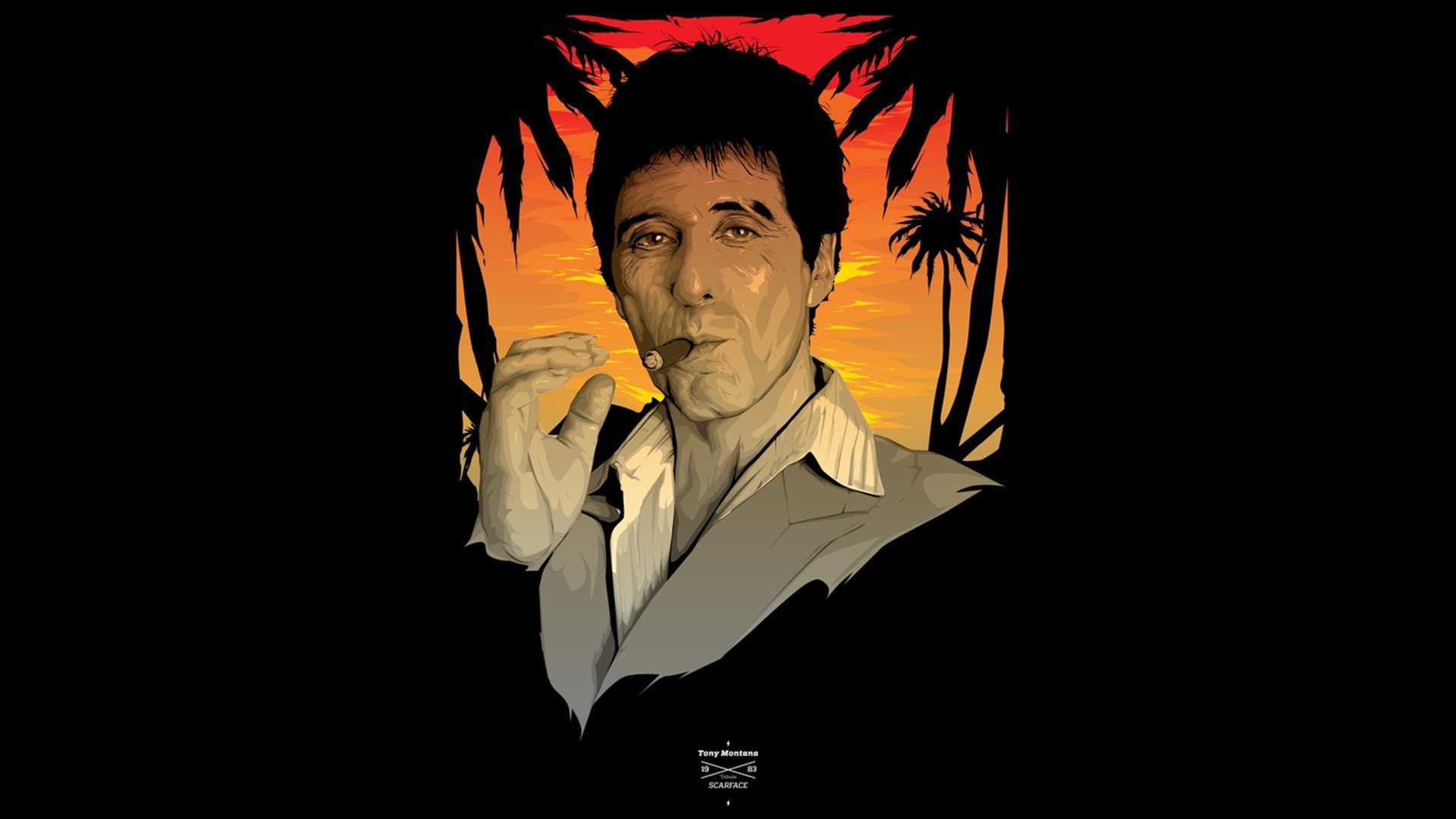 gesicht mit einer narbe 1983 tony montana hintergrund