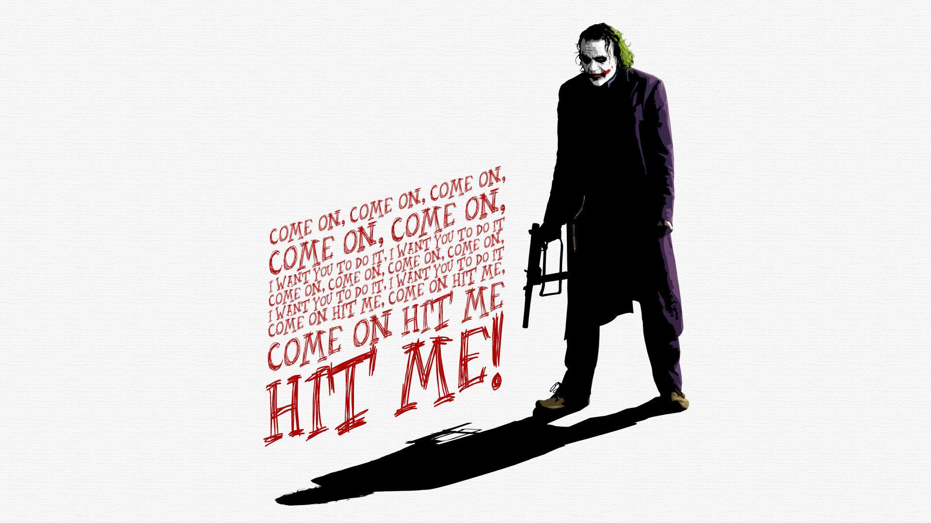 heath ledger joker joker dark knight suit machine gun word