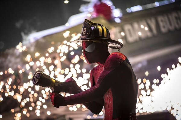 Spider-Man in a helmet