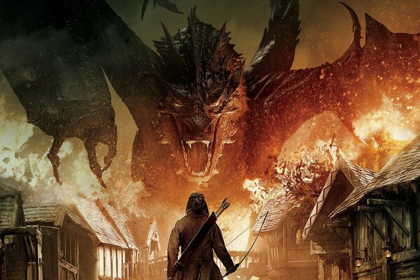 Dragon dans la bataille des cinq armées Hobbits
