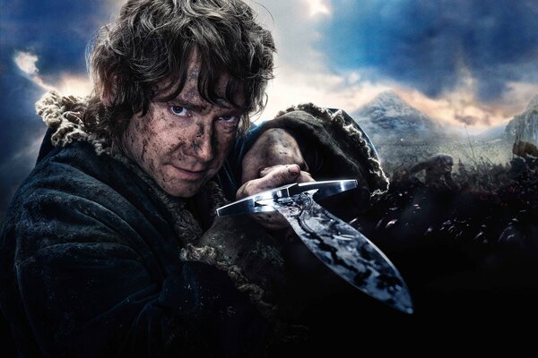 Der Hobbit von Peter Jackson. Bilbo mit der Klinge