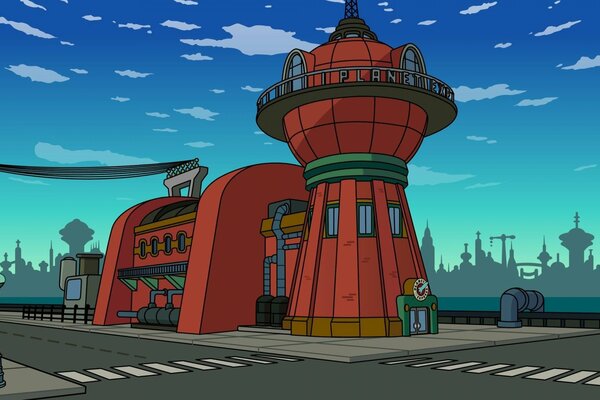 Futurama Cartoon Straße Gebäude