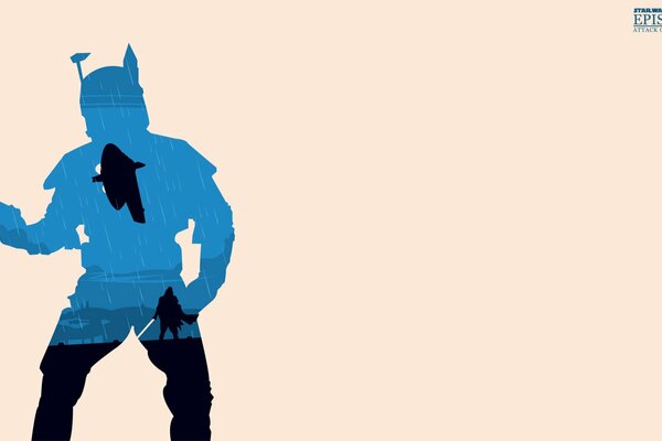 Silhouette of a Star Wars hero in blue