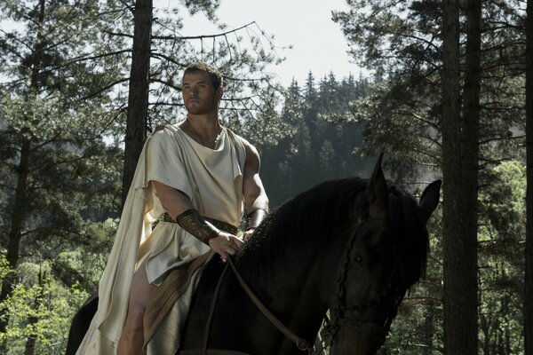 Hercules riding a horse from the movie Hercules: The Beginning of the Legend