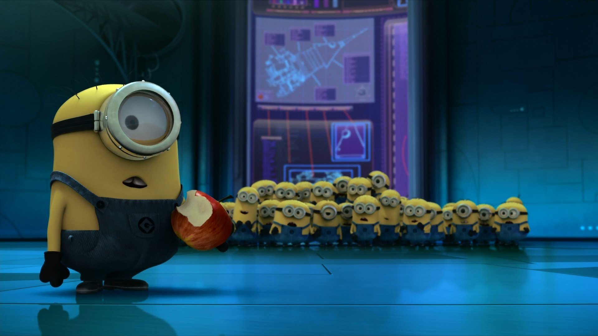 despicable me stwory jabłko laboratorium okulary emotikony