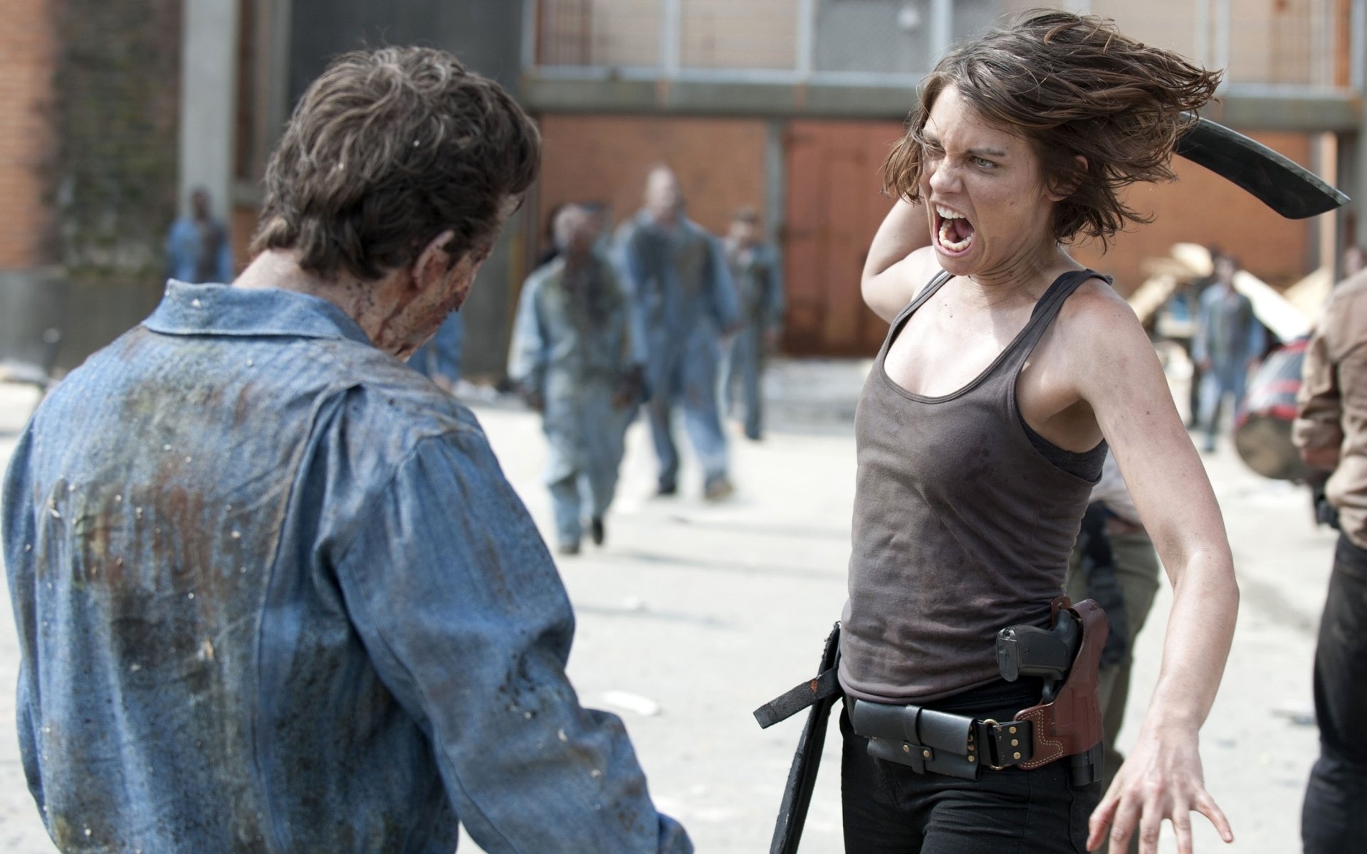 the walking dead the walking dead serial telewizyjny zombie maggie greene aktorka lauren cohan lauren cohan więzienie tło