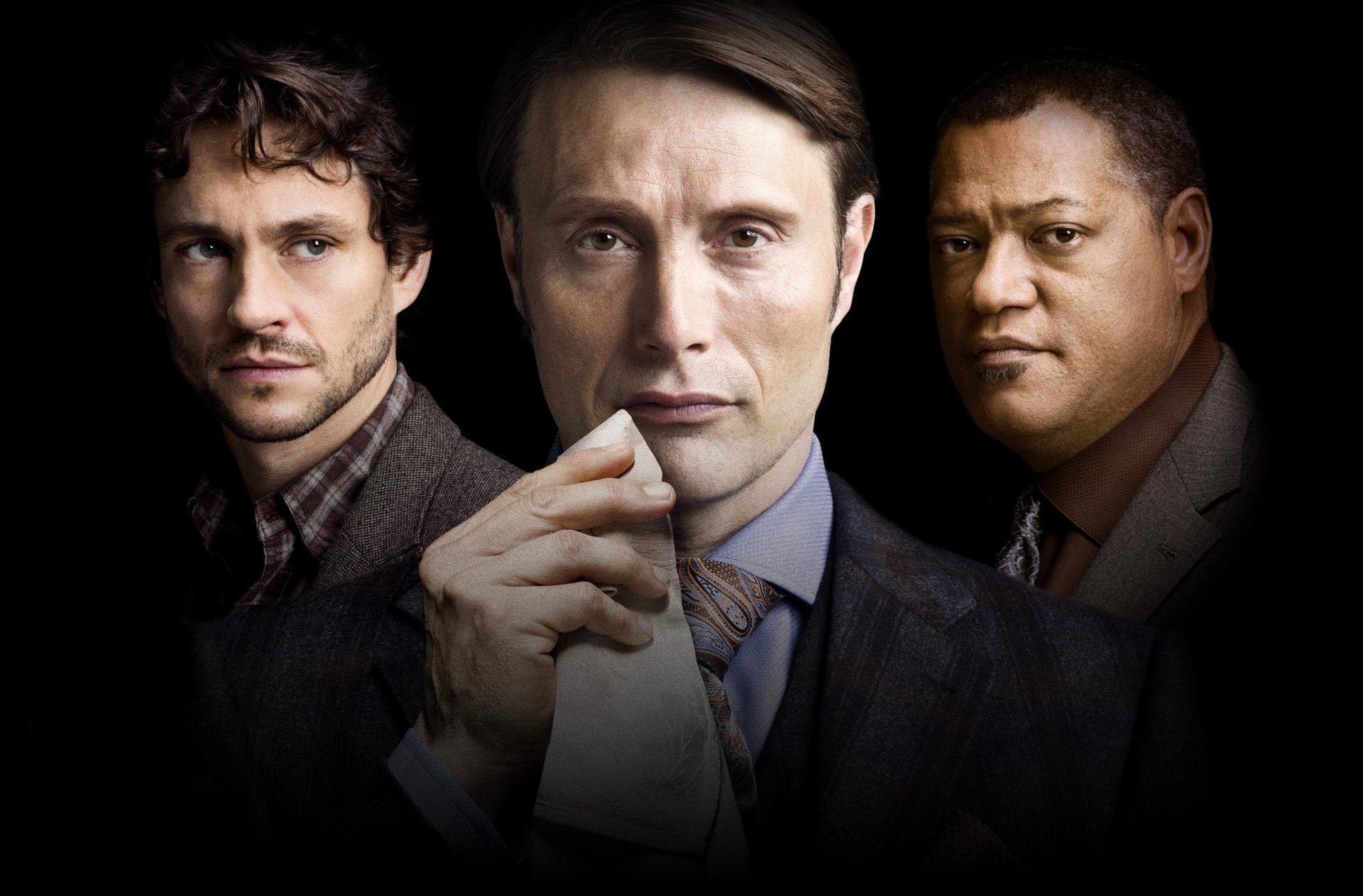 hannibal serie de televisión dr. hannibal lecter will graham jack crawford actores mads mikkelsen hugh dancy lawrence fishbourne