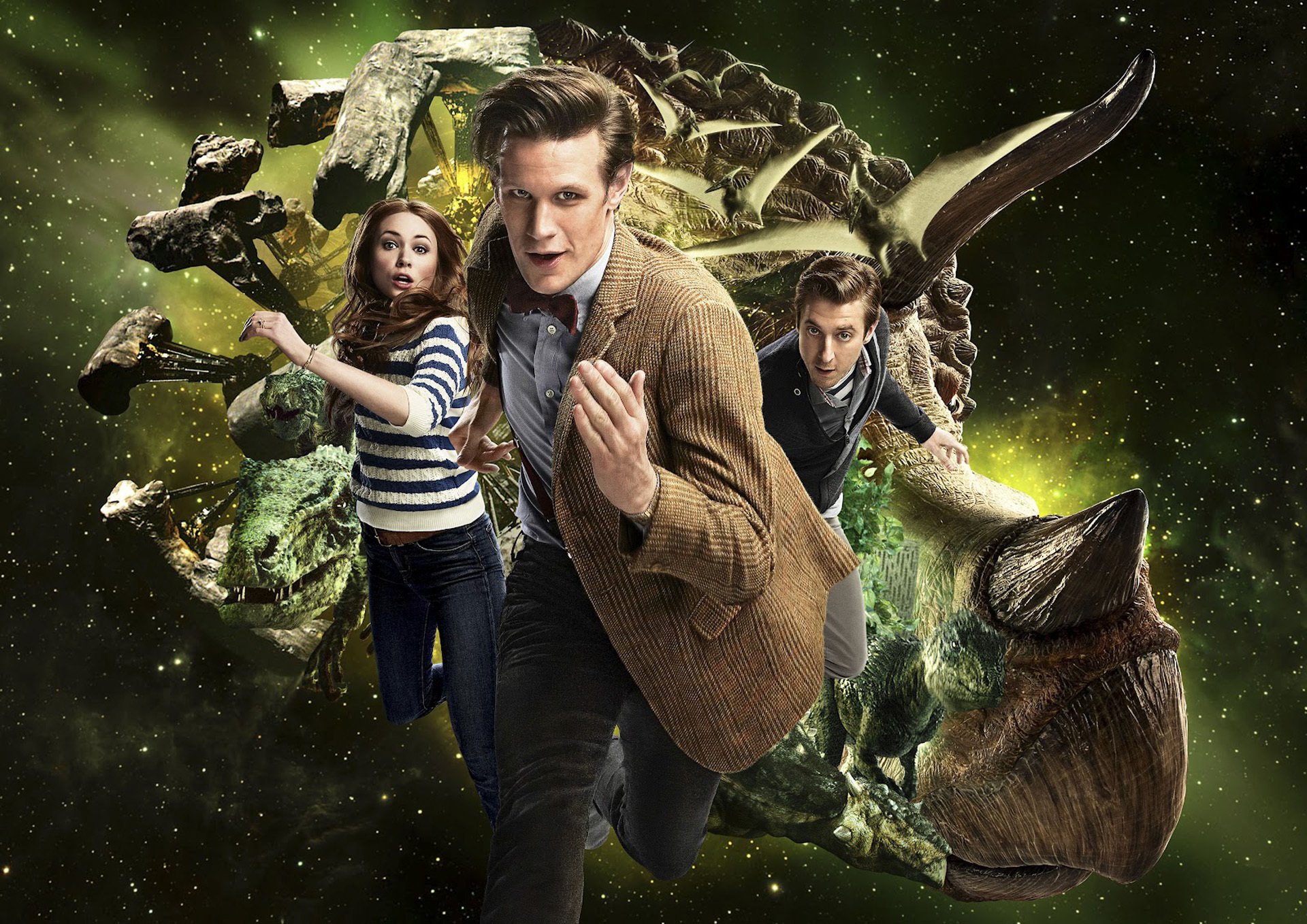 doctor who doctor amy pond amy pond amy arthur darville rory williams rory space dinosaurier tv-serie