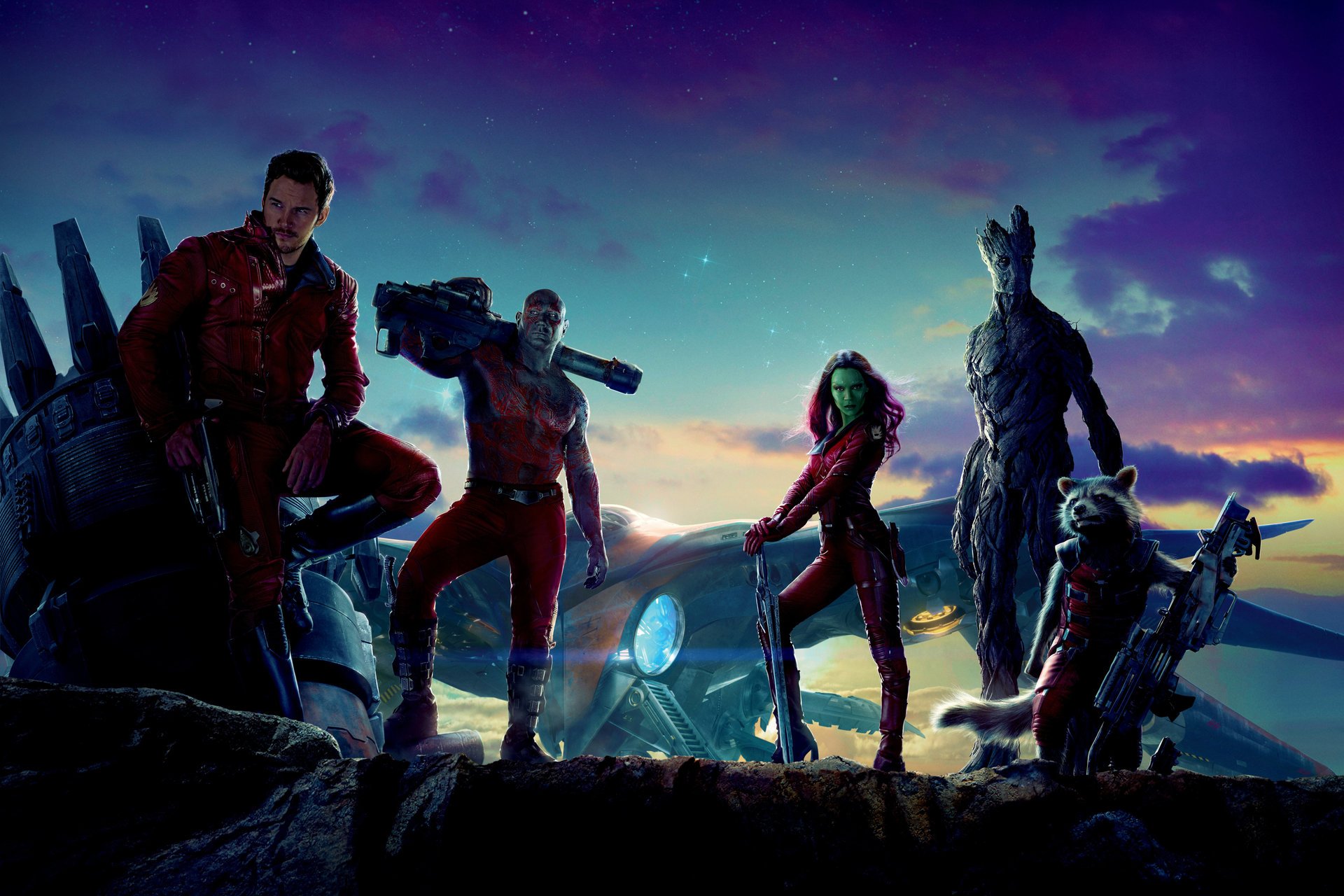 wächter der galaxie wächter aus bezeichnen galaxie film film 2014 jahr chris pratt peter quill star lord batista kampf zerstörer zoe saldana gamora vin diesel groot bradley cooper rakete waschbär marvel action abenteuer sci-fi feng