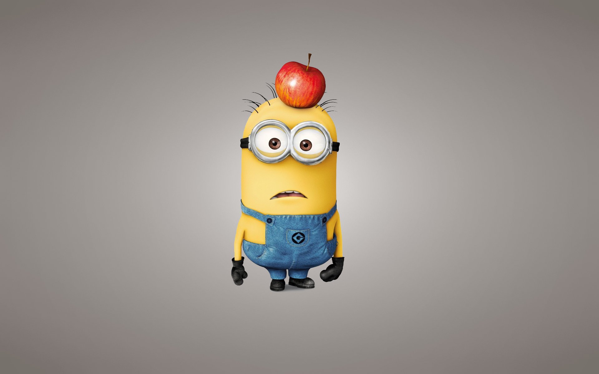 despicable me 2 minion yellow apple look light background