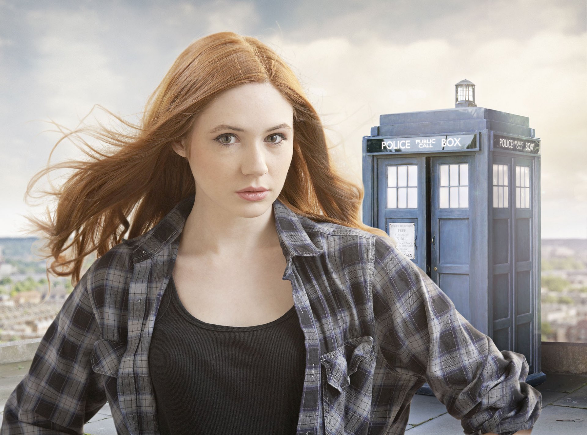 tv series doctor who karen gillan redhead girl actress view tardis police box