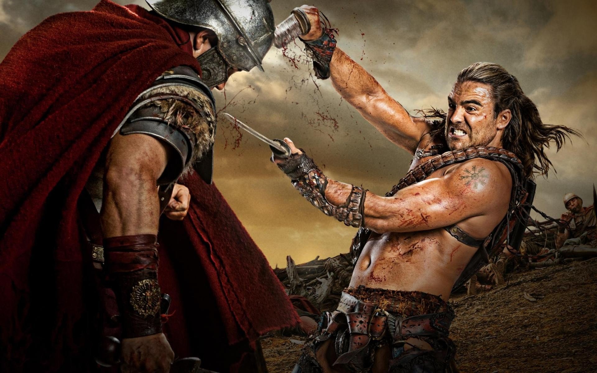 spartacus série télévisée dustin clare gannicus soldat sang bataille