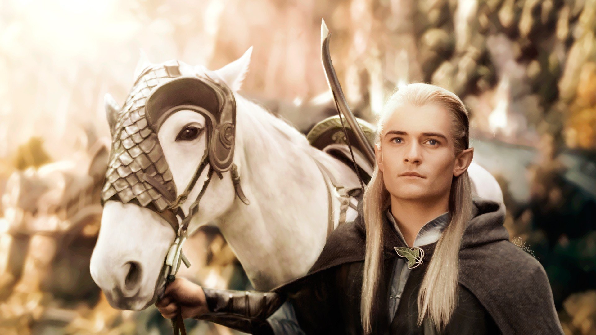 arte el señor de los anillos orlando bloom legolas caballo