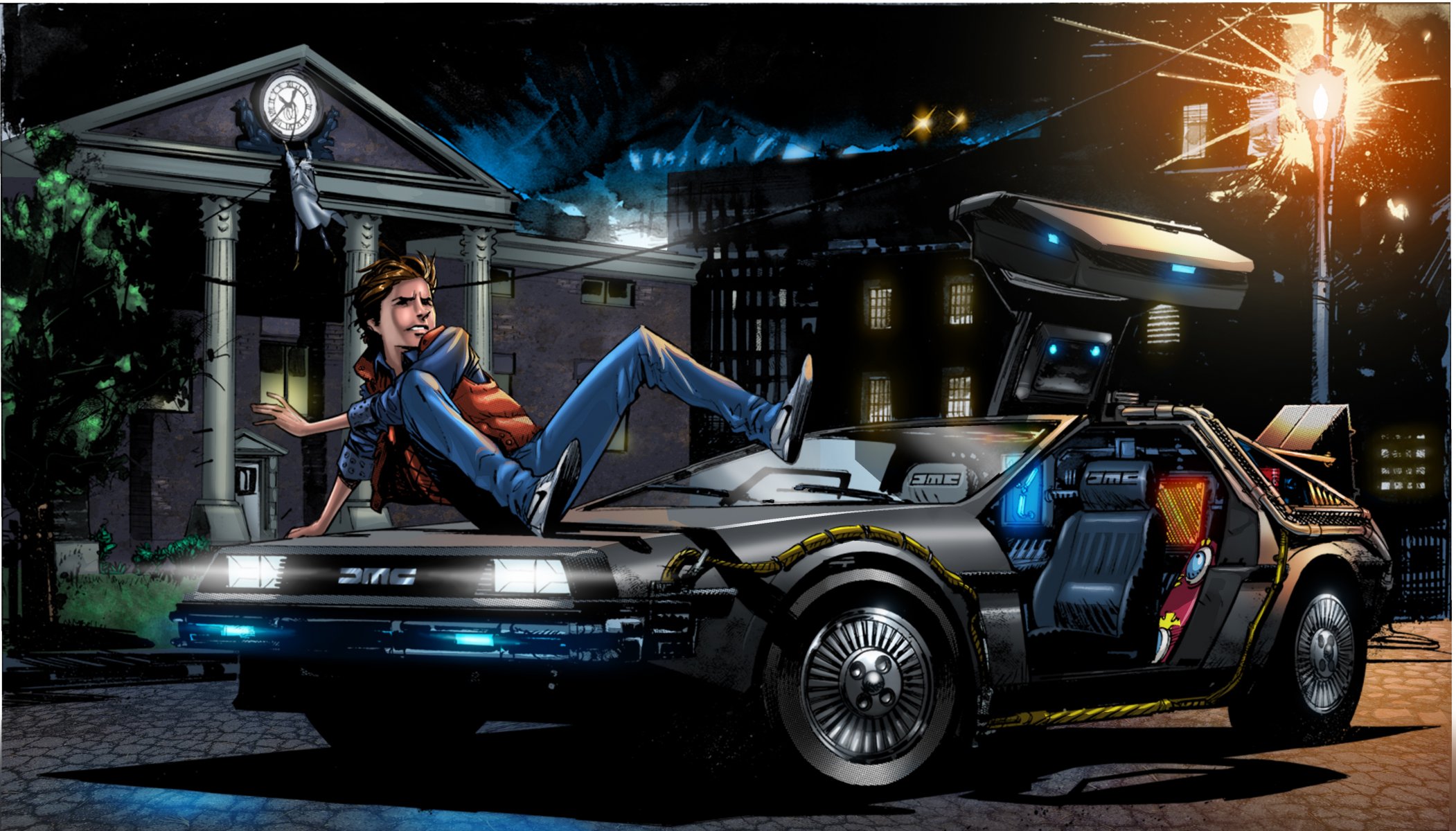 powrót do przyszłości sztuka marty mcfly delorean dmc-12 samochód