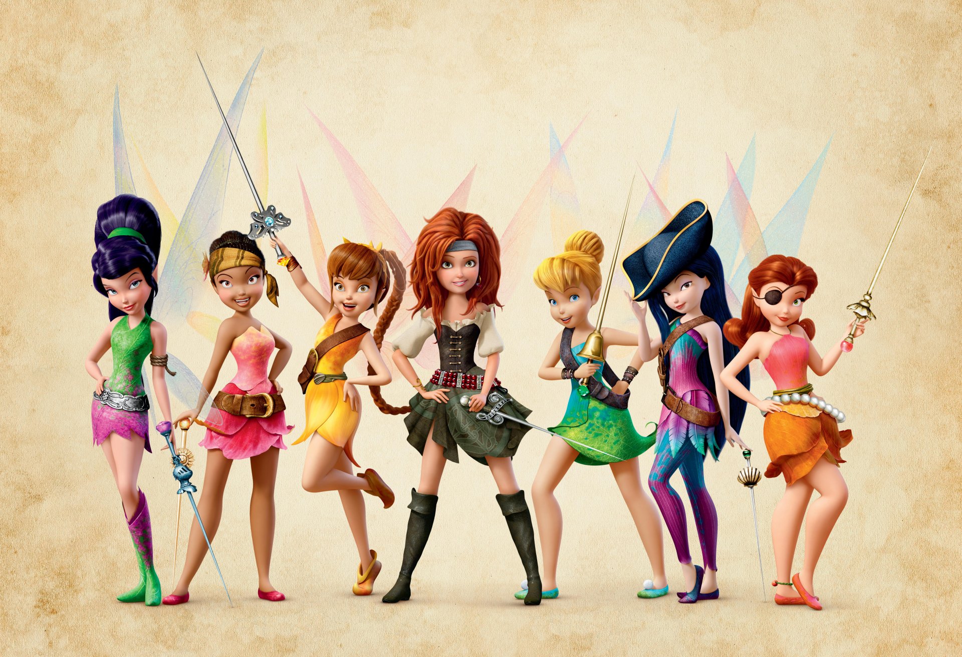 piraten-fee disney feen piraten-fee sarina tinkerbell tinkerbell silberfischchen piraten säbel dreiecke stirnband