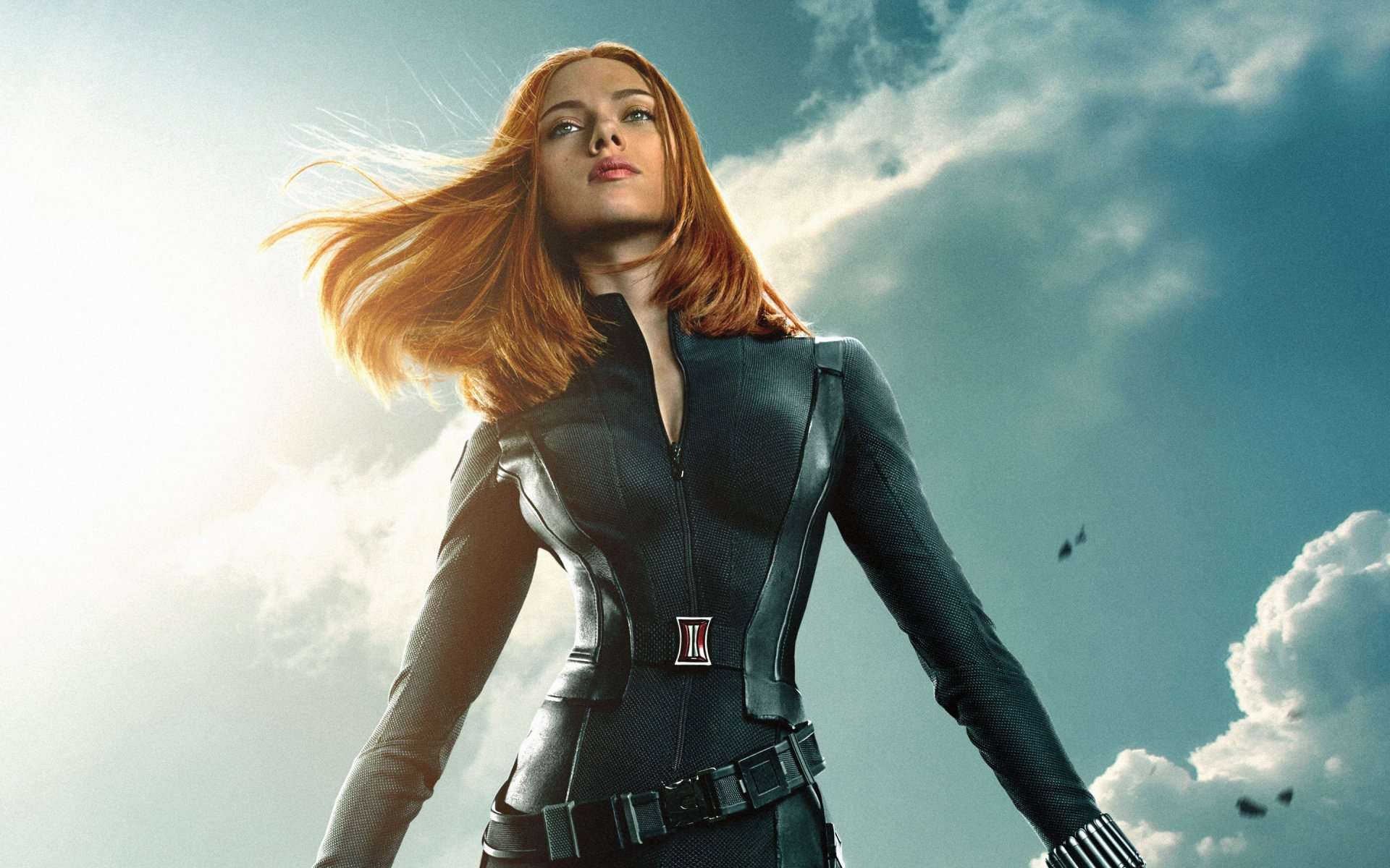 captain america winter soldier black window captain america 2 film film début 2014 ciel nuages espion femme ceinture uniforme lin collé agent spécial s. h. i. e. l. d. captain america scarlett johansson natasha romans marvel 2014