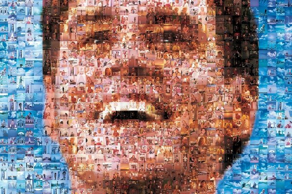 Mosaic of portraits of Jim Carrey