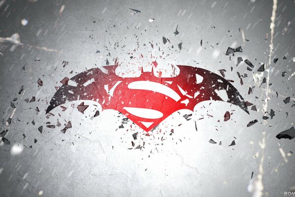 Superman and batman bat logo together