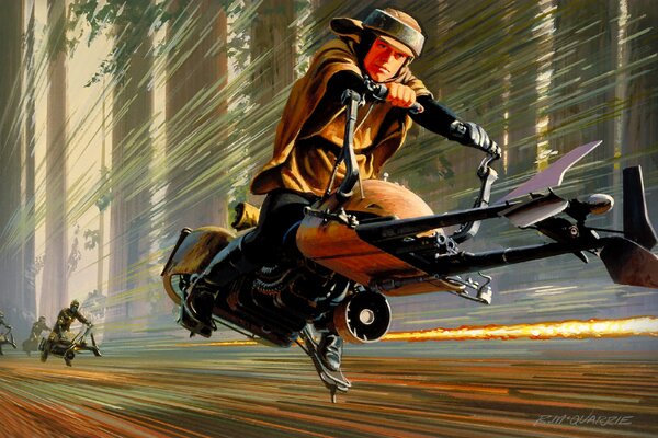 Star Wars on a fast spiderbike