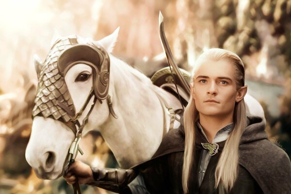 Legolas tient un cheval blanc