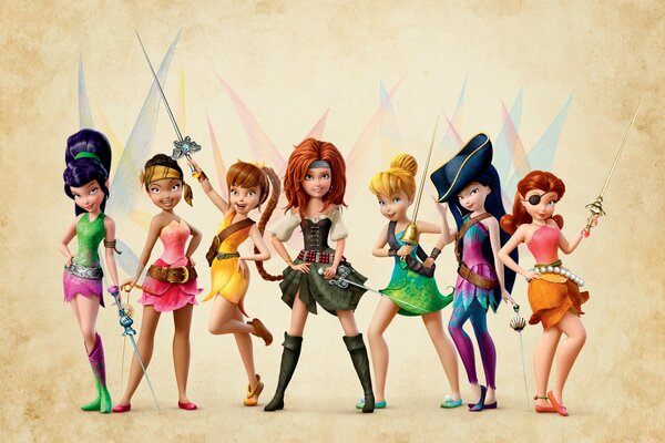 Seven Disney Fairies with Swords