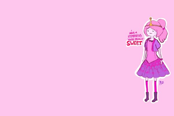 Adult princess bubblegum on a pink background